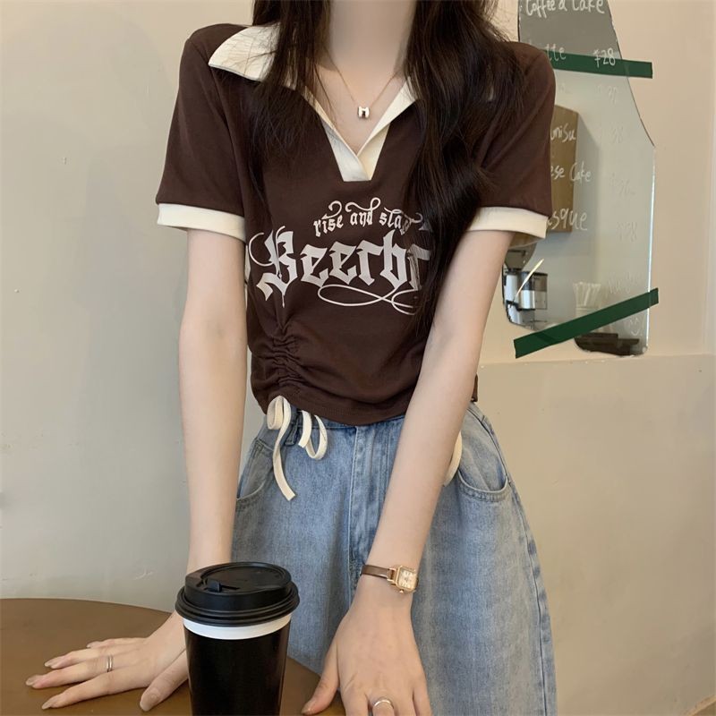 CUCI GUDANG BJ1631 Baju Atasan Vintage Serut CropTop Rajut Lengan Pendek Fashion Korea Bahan Rajut