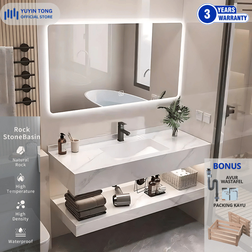 cabinet wastafel kabinet kamar mandi wastafel cabinet Set Rock Beam Stone Kabinet Wastafel Kamar man