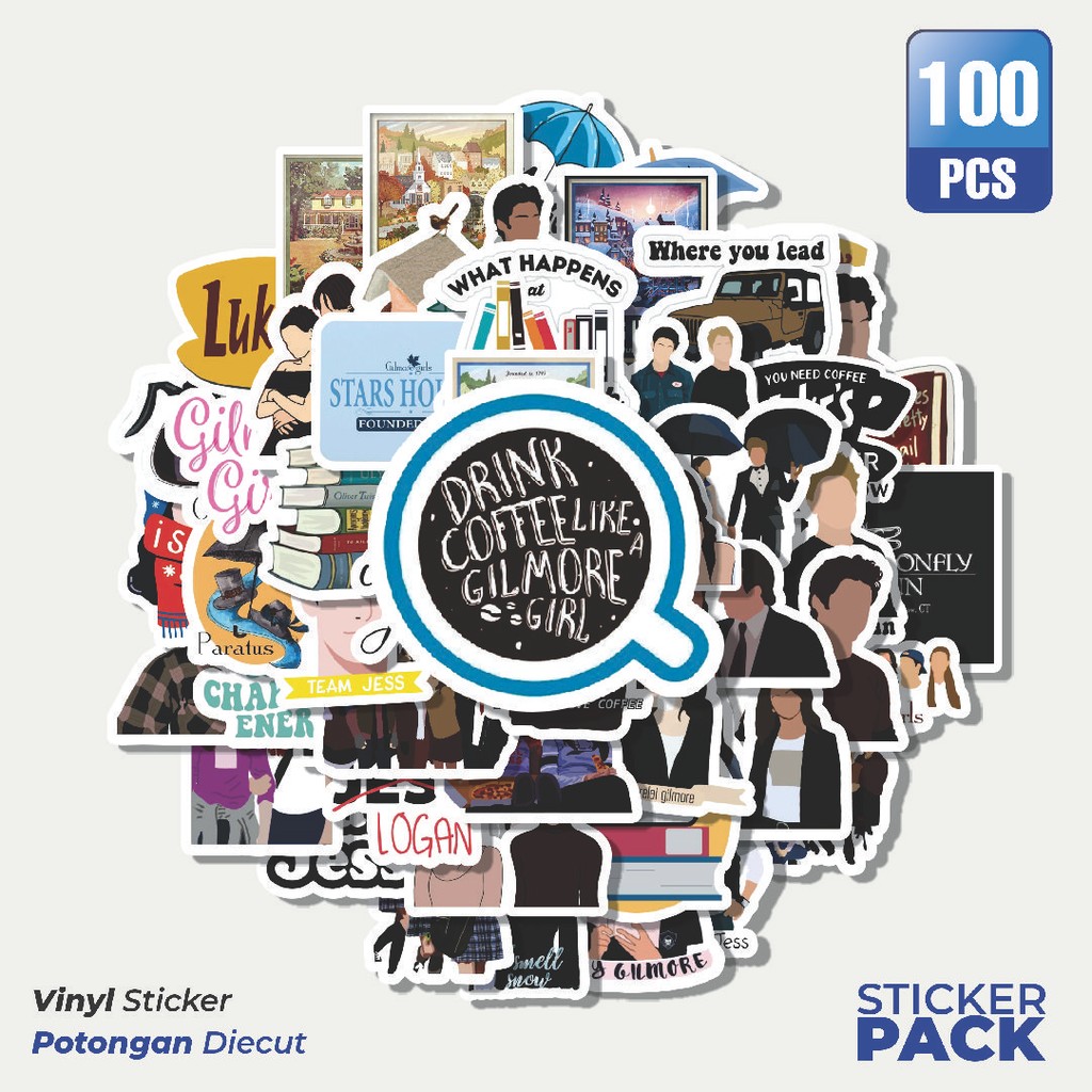 

Super Hemat! 100 PCS Stiker Gilmore Series Waterproof Aesthetic- Untuk Laptop, Motor, dan Helm - Paper Stationery Pack