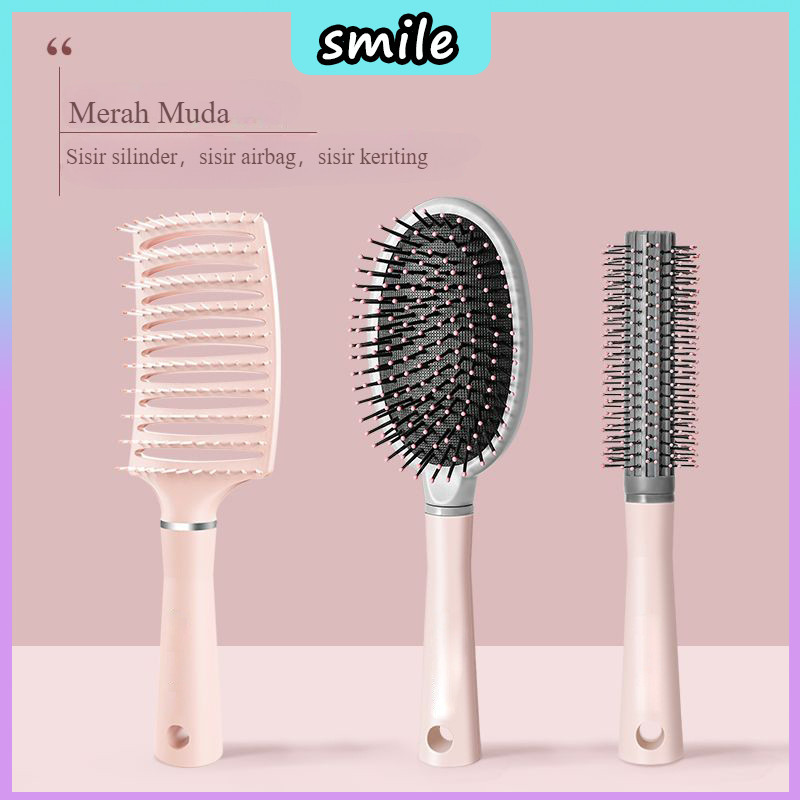 【Ready】Sisir Rambut Wanita / Sisir Oval Bulat Set Isi 3Pcs /Sisir Rambut Anti Kusut