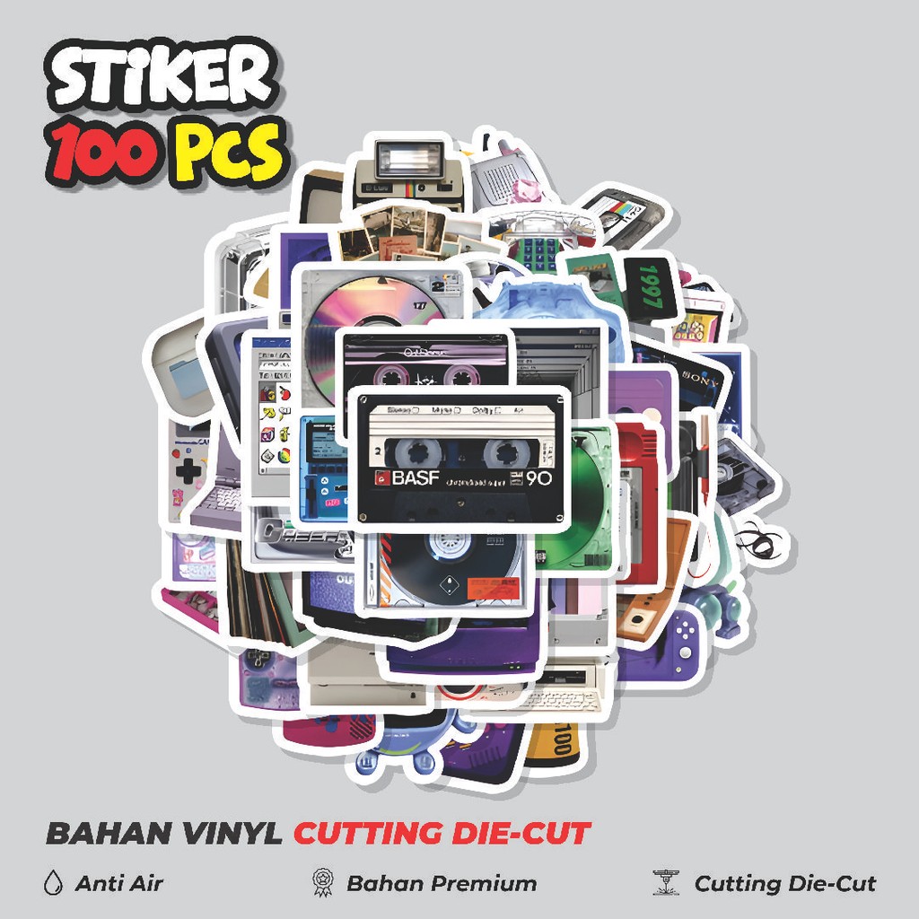 

Terbaru! 50 pcs Stiker Retro Card Disk Video Dekorasi Lucu Kreatif untuk Notebook, Skateboard, HP