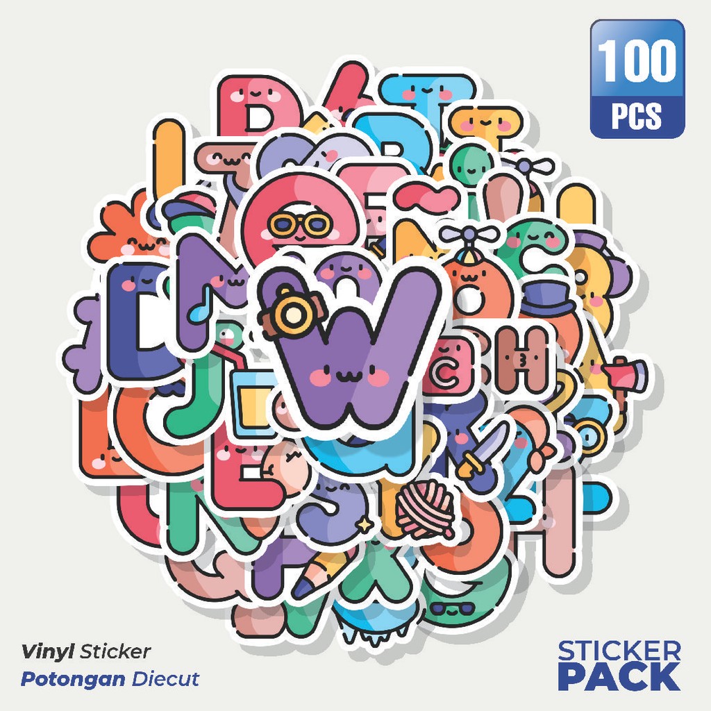 

Super Hemat! 100 PCS Stiker Cute Alphabet Mix [Campuran Alfabet Lucu] Waterproof Aesthetic- Untuk Laptop, Motor, dan Helm - Paper Stationery Pack