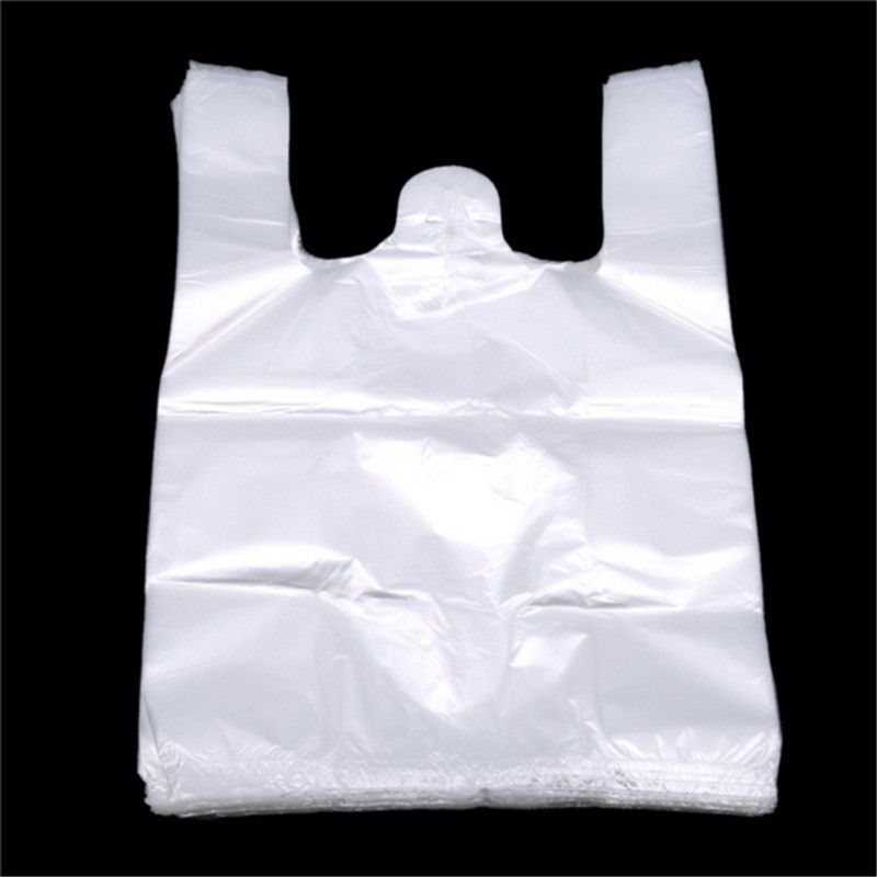 

Plastic Shopping Bag 100Pcs Transparent Shopping Bag Supermarket Plastic Bags With Handle Food Packaging