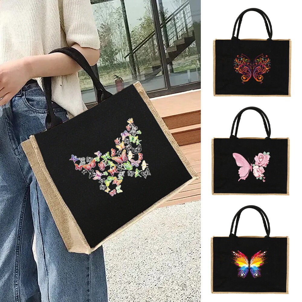 Tas Linen Jute Bag Handbag Jute Tote Handbag Sacks Jute Tote Bag Women Shopping Bag Designer Tote Ba