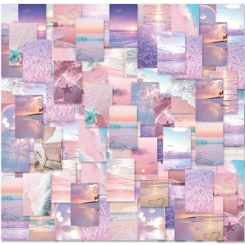 

30pcs Pink Beach Pattern Stickers for Notebooks, Water Bottles, Back-to-school Season, Valentine's Day, Children's Toy Stickers
