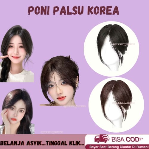 QUINNYS Poni Tipis Clip Korea / Hairclip Poni Depan Poni Palsu Poni Depan Korea Poni Clip Poni Palsu