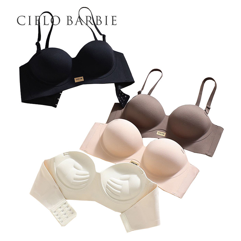 CIELO BARBIE Bra Wanita Tanpa Kawat A / B Cup Nyaman Busa Tebal Bra Musim Panas Mulus