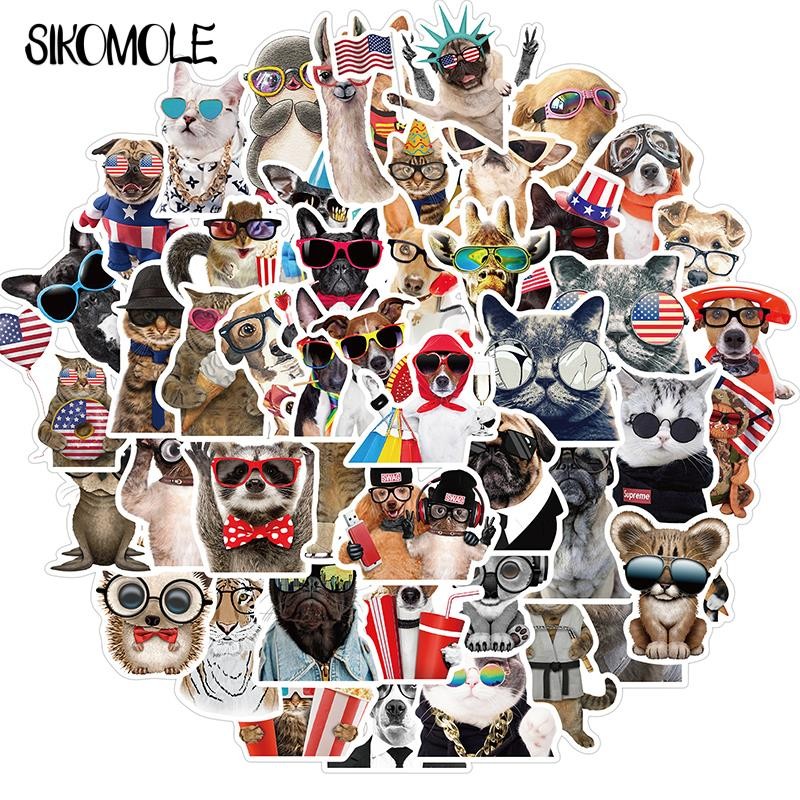 

10/30/50PCS Various Sunglasses Cat Dog Animal Stickers Pack For DIY Bicycle Car Luggage Phone Laptop Cool Car Decal Sticker F5