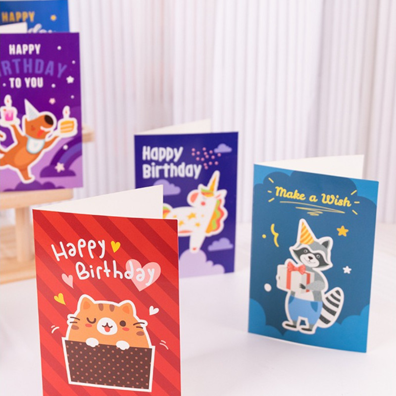 

Animals Cartoon Stickers Cards Birthday Greeting Card Cute Creative Blessing Card Birthday Gifts Kids Party Invitation Postcard