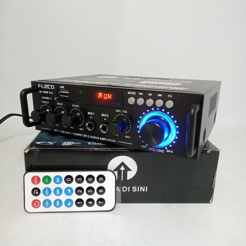 SERBA COD POWER AMPLIFIER WIRELESS KARAOKE FLECO BT-198B/198A  / 198b pro Amplifier Audio Stereo 2 C