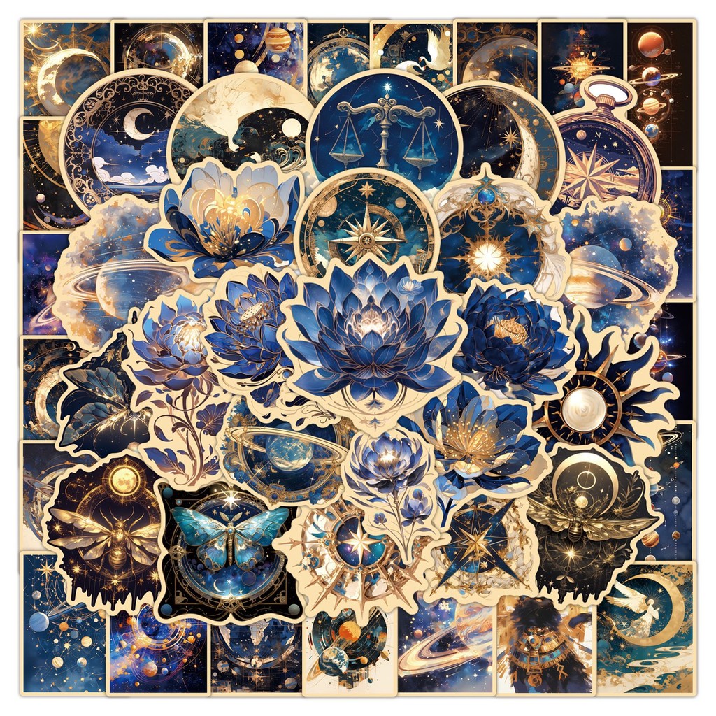 

50Pcs Retro Astronomy Universe Planets Stickers for Suitcase Phone Notebook Galaxy Moon Astrology Aesthetic Decals Sticker