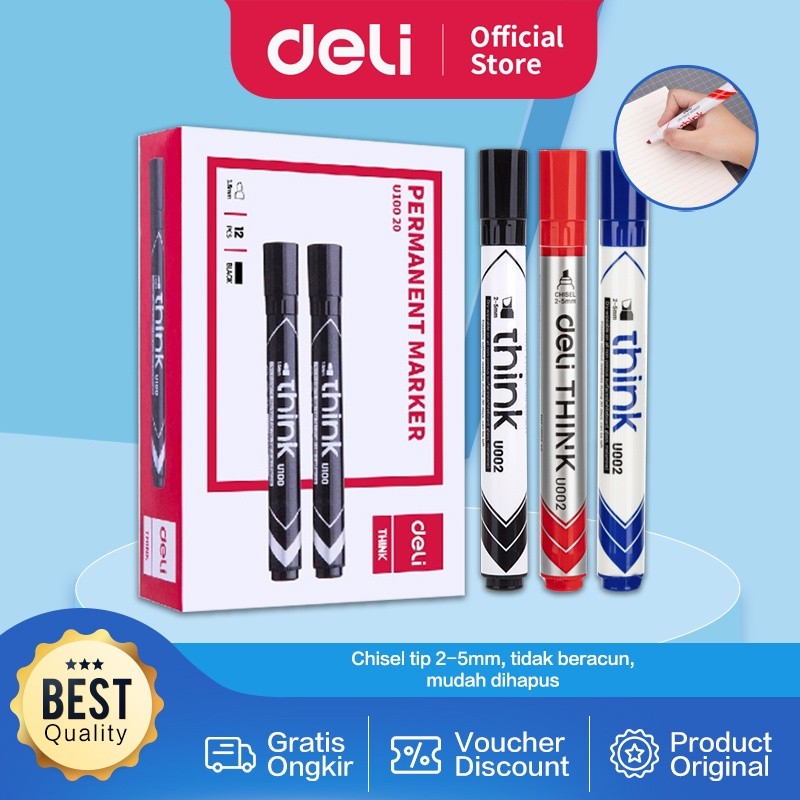 

Deli Spidol Whiteboard Marker 2-5mm 1pc mudah di hapus dan tidak beracun EU002X0