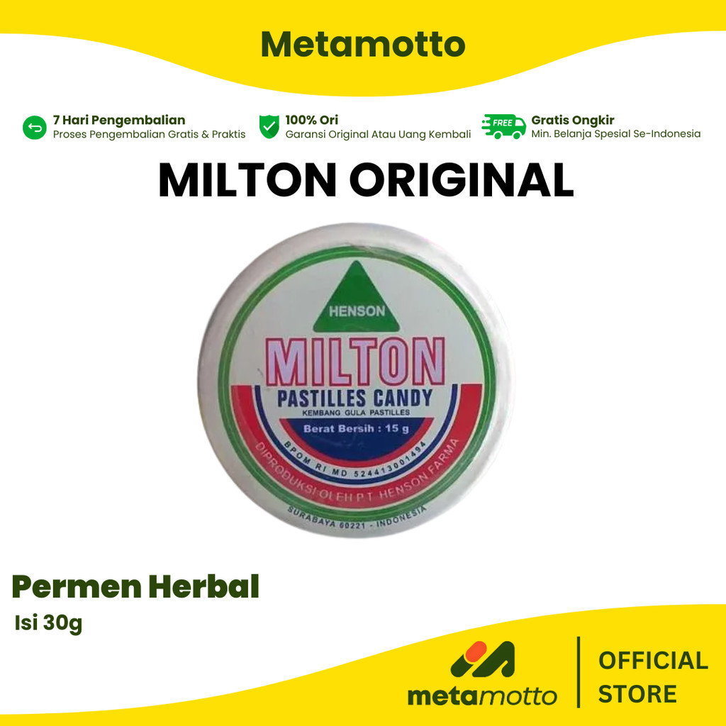 

MILTON PASTILES Rasa Original 1 Kaleng 30gr - Metamotto Karya Jaya