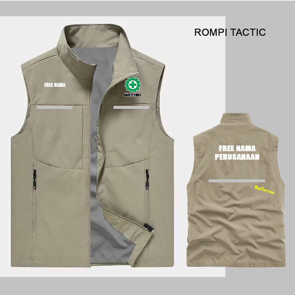 BEST SELLERR  SABLON Jaket Rompi tactical / ROMPI SAFETY K3 / vest pria casual / rompi safety proyek