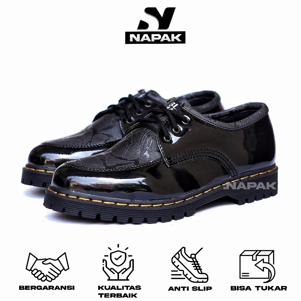 FLASH SALEE Declan Sepatu Docmart Pria Oxford Hitam Pantofel Casual Original