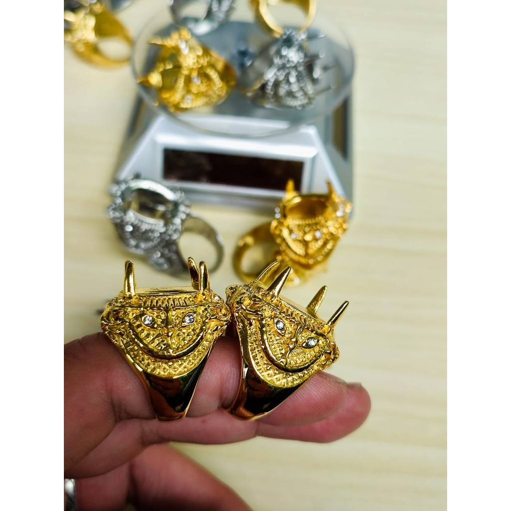 BISA COD. Emban Ring Titanium Warna Gold dan Silver Motif Langka / Cangkang Cincin Batu Akik Titaniu