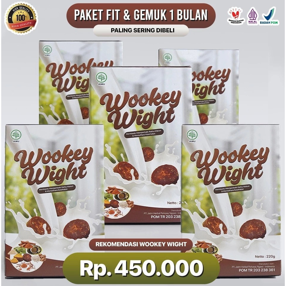 

PAKET 5 BOX Wookey Weight - Susu Penambah Nafsu Makan Dan Penggemuk Badan PROMO