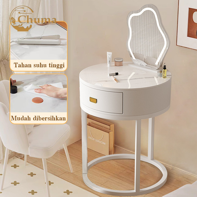 Meja Rias Sintered Stone Meja Rias Dengan Cermin Meja Rias Lampu LED Meja Kamar Tidur Batu Sinter Me