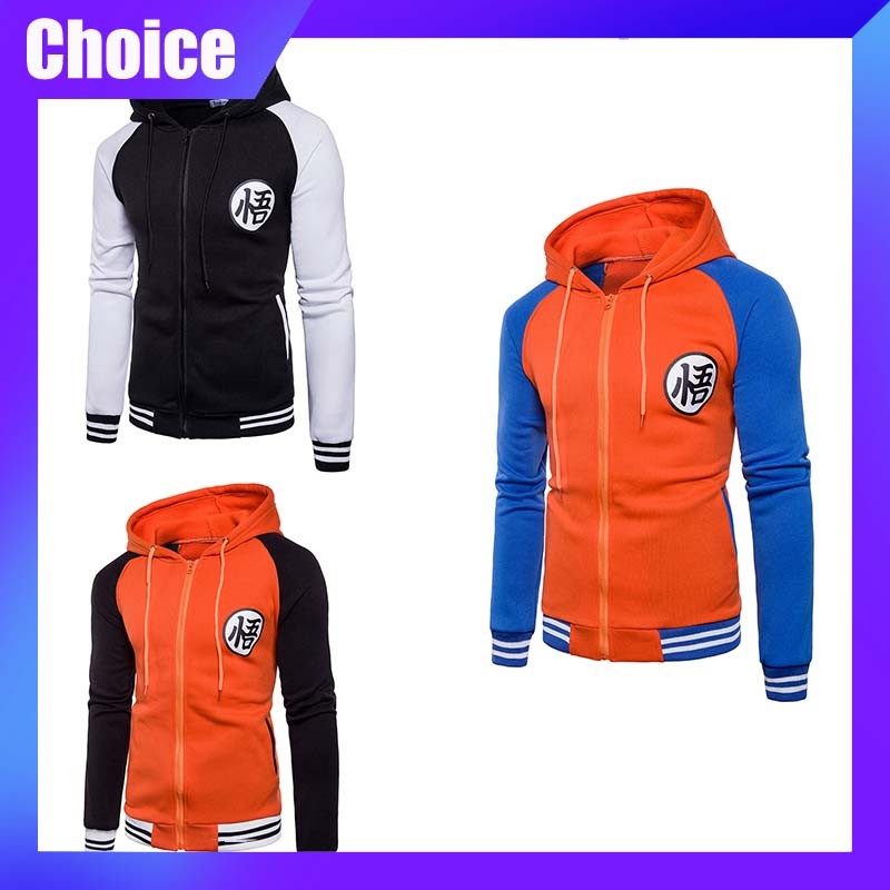 

Anime Dragon Ball Hoodie Goku Wu Print Hooded Sweatshirt Long Sleeved Zipper Casual Fashion Loose Top Adult Man Clothing Gift