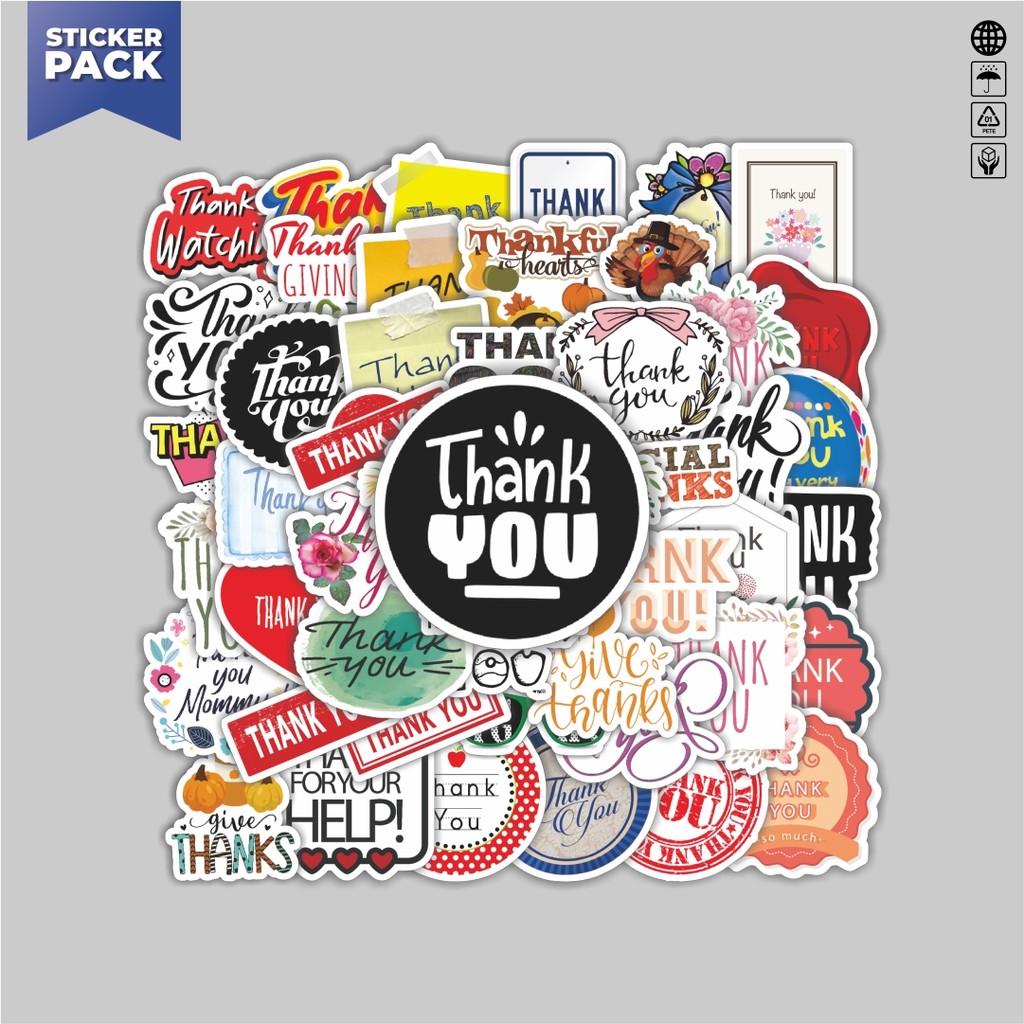 

[100PCS]Stiker Pack Stiker Thank You Label Series Aesthetic Vinyl Anti Air Dekorasi Sticker Laptop Buku Journal Koper Helm Casing HP Gitar Helm Skateboard