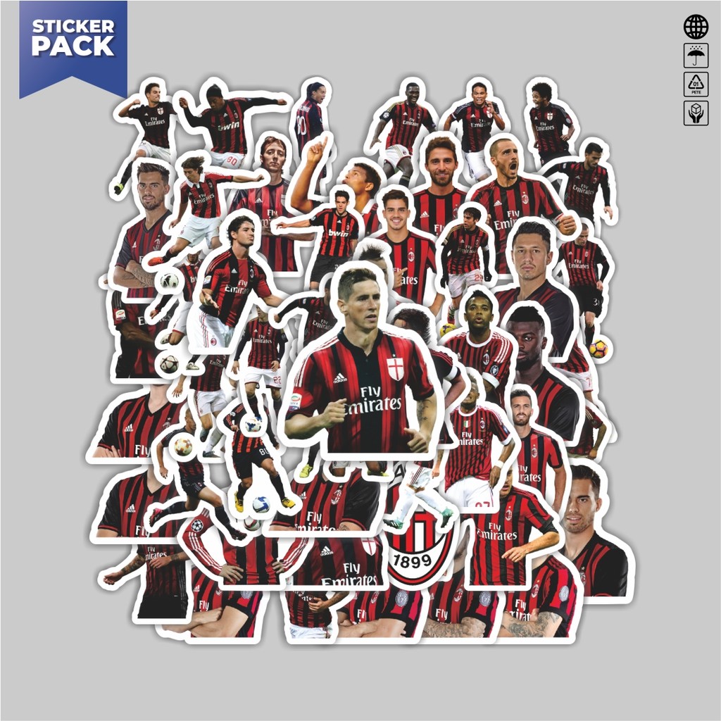 

[100PCS]Stiker Pack Stiker Football Series AC Milan Aesthetic Vinyl Anti Air Dekorasi Sticker Laptop Buku Journal Koper Helm Casing HP Gitar Helm Skateboard