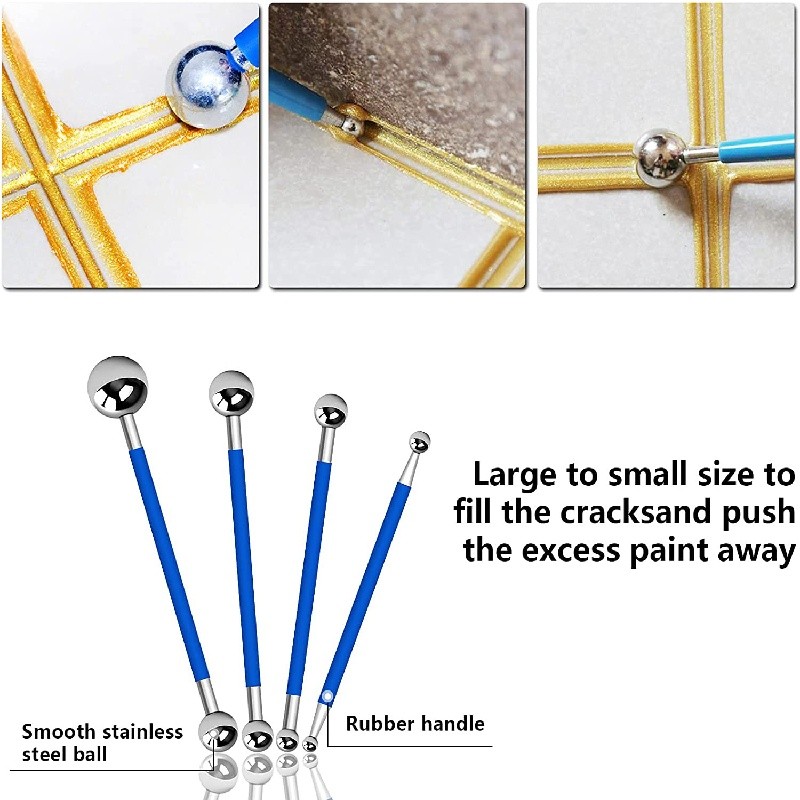 

4Pcs Dotting Tools Ball Stylus 8 Sizes DIY Stainless Steel Polymer Clay Kits Tile Grout Floor Pressure Seam Stick Caulking Tool