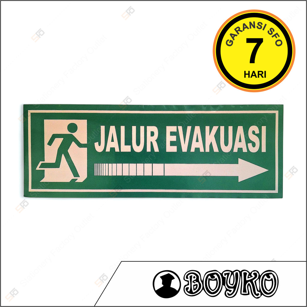 

Stiker Arah Jalur Evakuasi - Sticker Sign Standard 25cm x 9cm - SFO Semarang Official