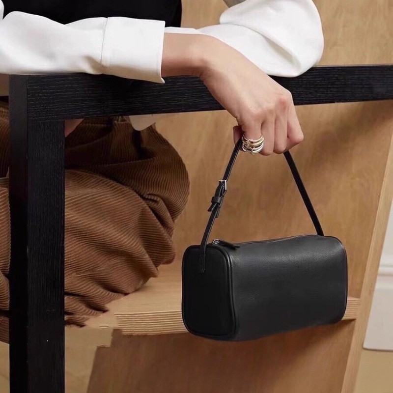 

Cowhide pencil case bag, versatile and high-end cylindrical bag, women's casual armpit handbag