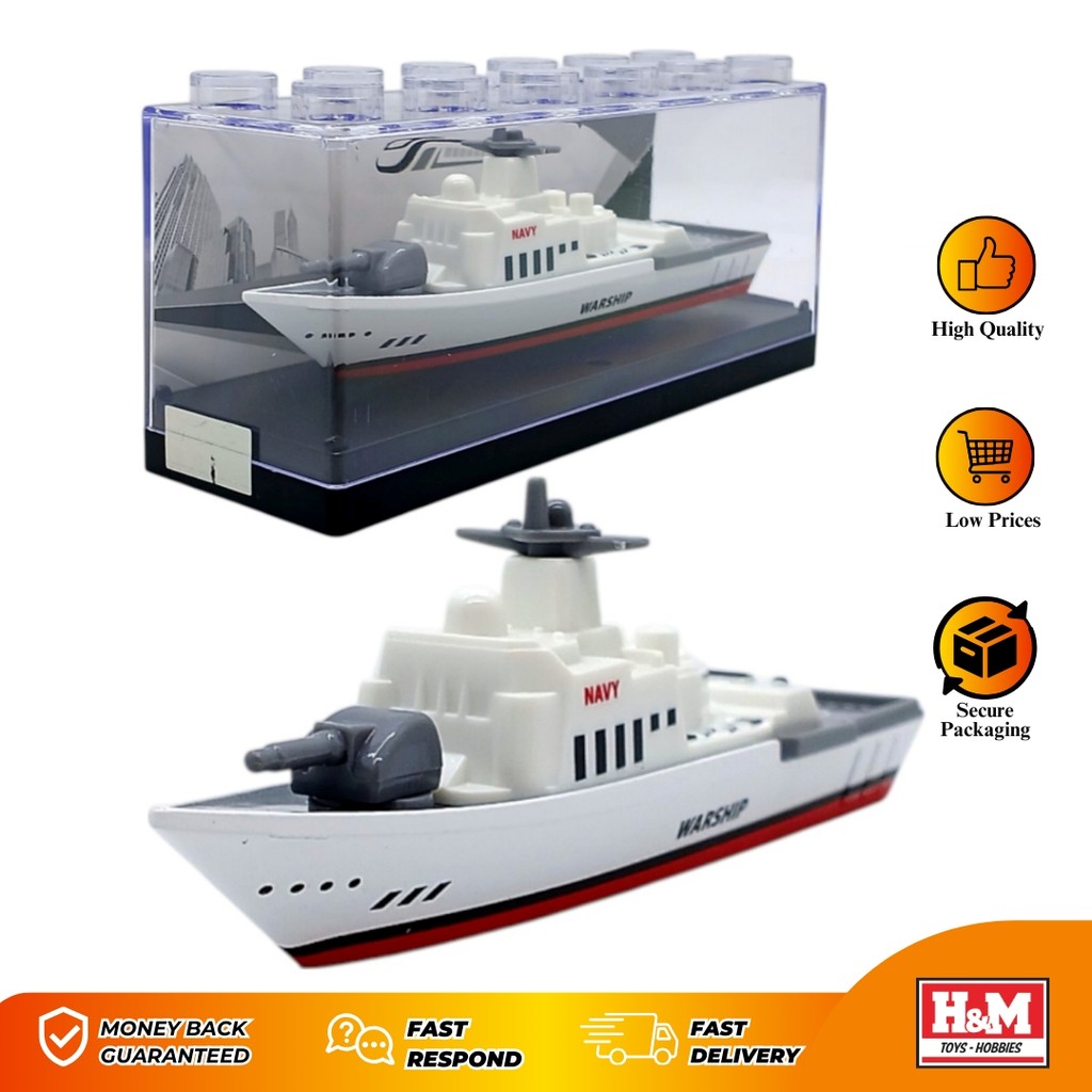 Diecast Kapal Perang Warship (1) - Mainan Kendaraan Kapal Perang - Kemasan Acrilic