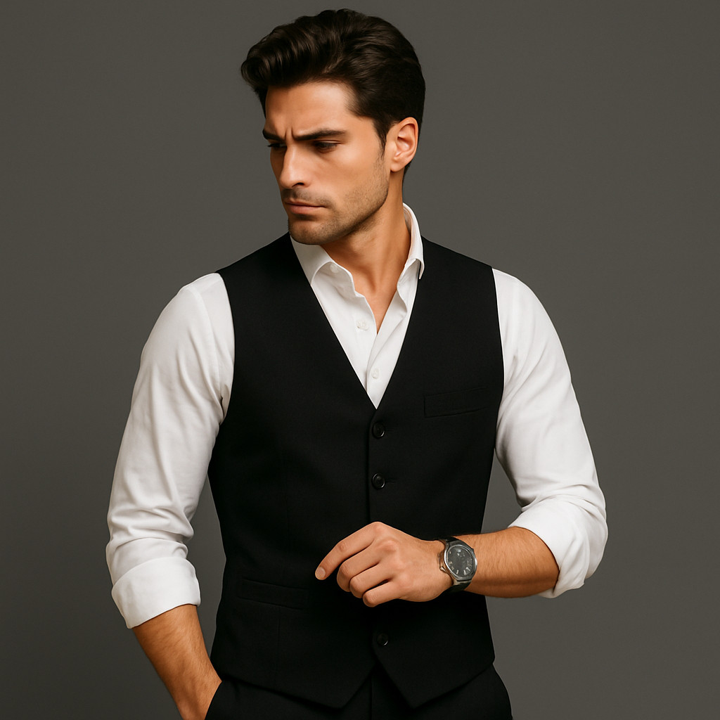 BRIFFA _ SPESIAL Rompi Jas Pria Vest Blazer Slimfit Formal Basic Semi Wool Premium Hitam