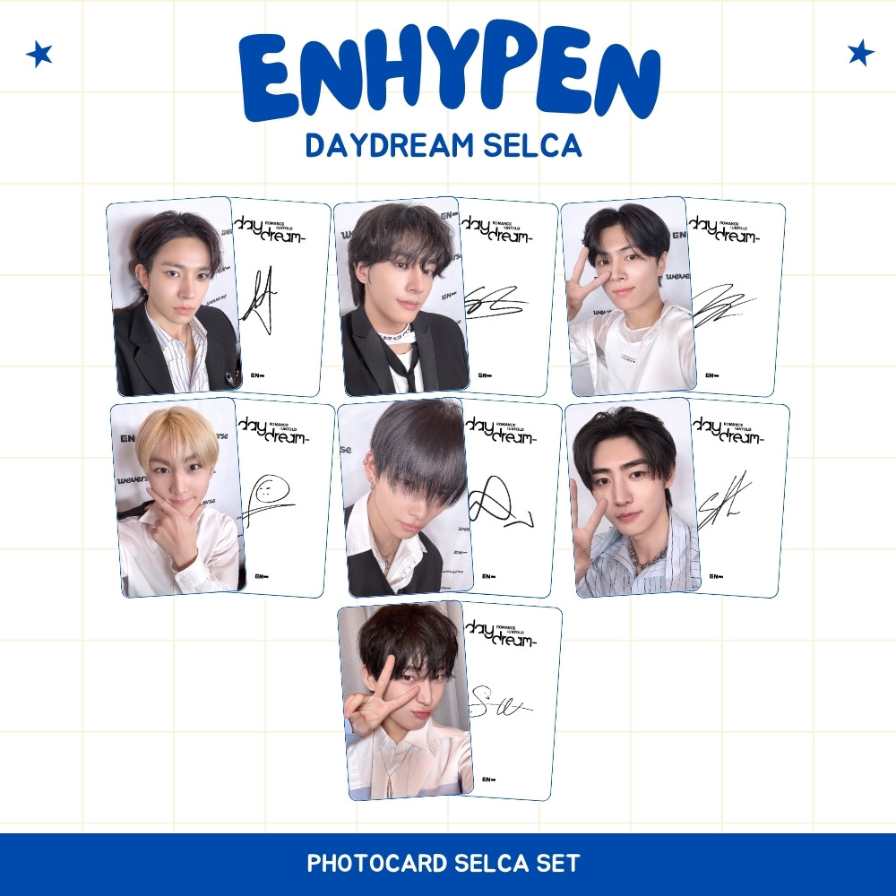 FLASHCARD ENHYPEN SELCA DAY DREAM 2SISI (ISI 5 PCS + LAMINASI 2 SISI) TANDA TANGAN TTD KPOP CARDS ID