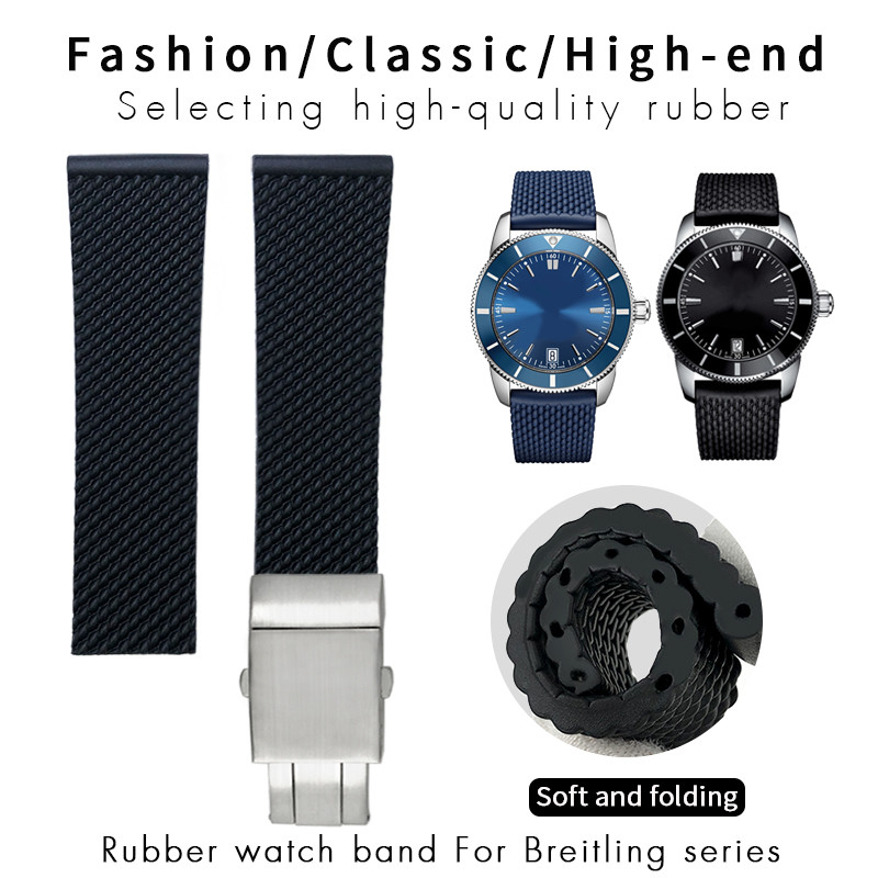 19mm 20mm 21mm 22mm 23mm 24mm Braided Silicone Rubber Watchband for Breitling Avenger Superocean Her