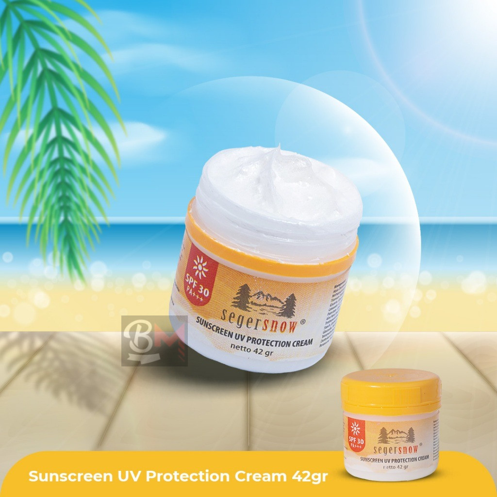 Seger Snow Sunscreen UV Protection Cream 42gr SPF 30 PA+++ Aloe Vera Extract Melembabkan Kulit