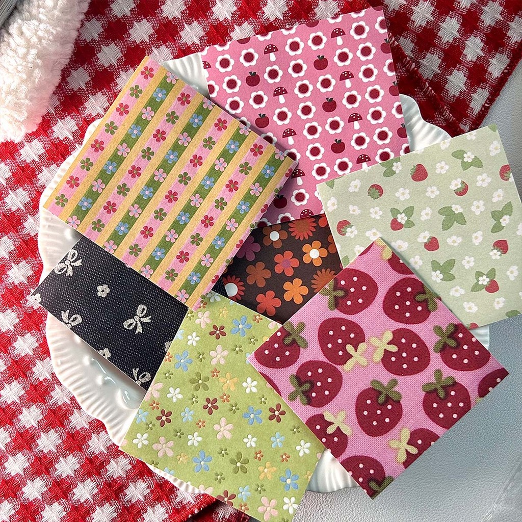 

Writable Material Paper Vintage Scrapbook Memo Pads Mini Square Notes Adhesive Backing Paper Journal Supplies(50 sheets)