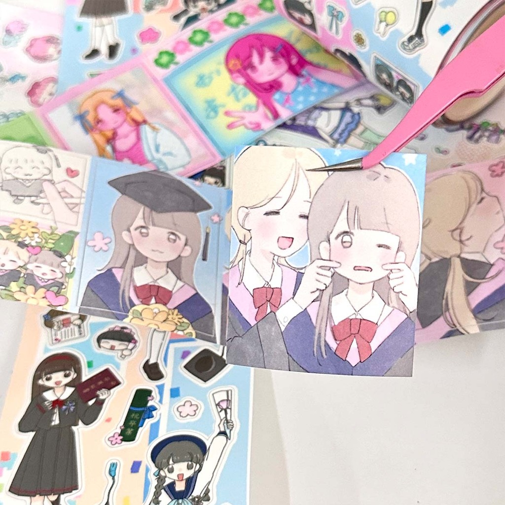 

Korean Decorative Masking Tape Die-Cut Sticker Tape Washi Tape Scrapbooking Adhesive Tape Cute Character Deco Sticker