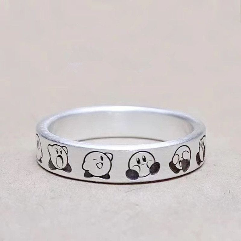 Cute Kirby Ring Pattern Anime Character of The Opens Girlfriend Girl Child Gifts Finger Rings Toy Ca
