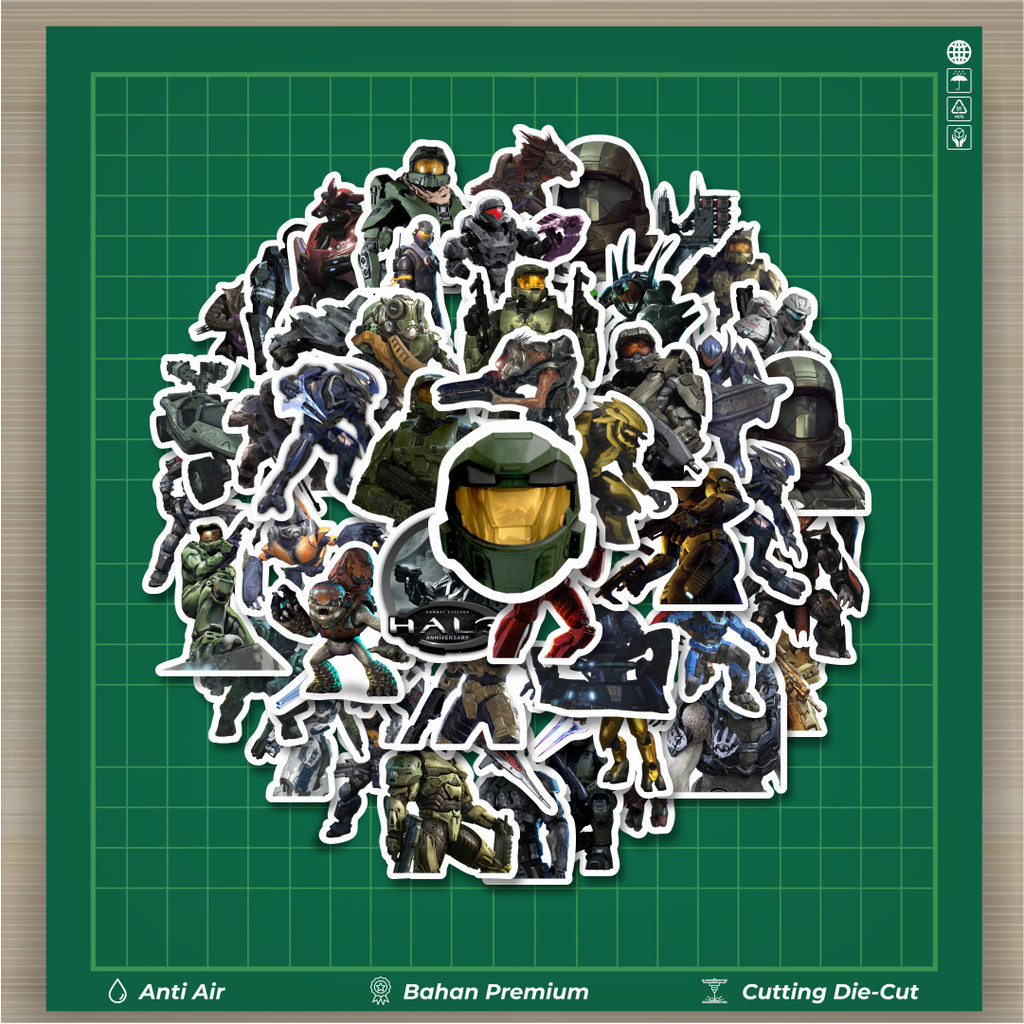 

HOT 50 PCS STIKER Stiker Game Series Halo Karakter Mix 7 Stiker Fashion Cars Decal Dingin Kartu Album Custom Vinyl Anti Air- Sticker Aesthetic Buku Journal Koper Casing HP Tablet Laptop Helm Motor Botol Minum