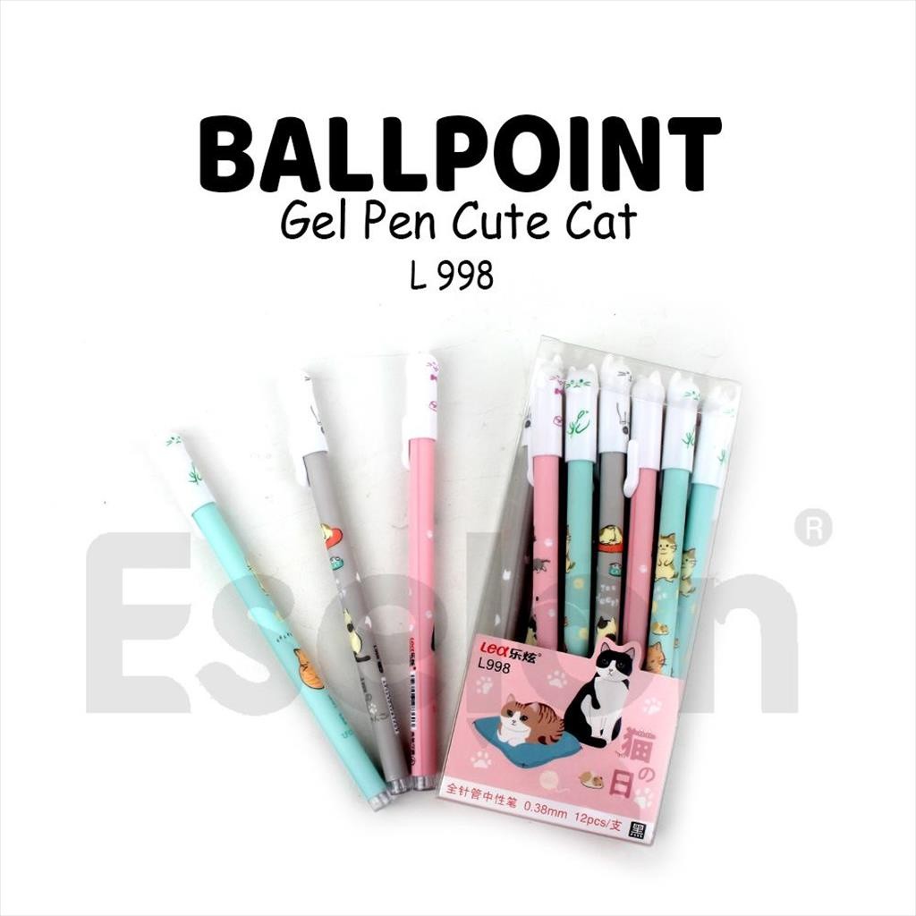 

❤️️12pcs Pulpen Gel CUTE CAT L-998 / 1 pak Pulpen Gel 0.38mm CUTECAT❤️️