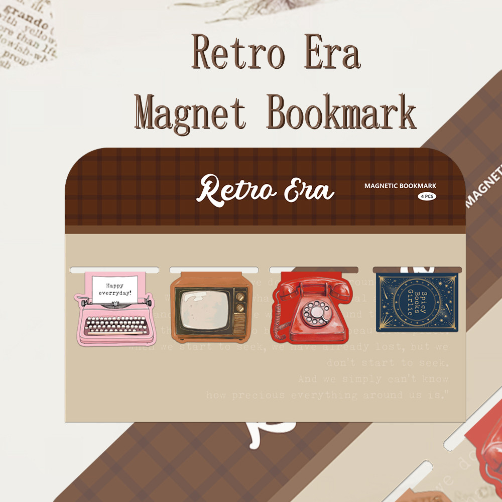 

4PCS Creative New Product Retro Era Magnetic Bookmark Student Supplies Books Interpage Decoration Bookmarks