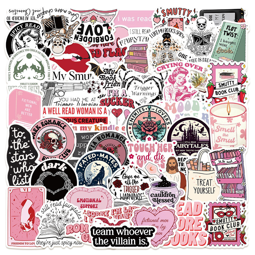 

50PCS "Love Reading" Series Stickers - Decorative Decals for Luggage, Notebook, Helmet & Guitar Graffiti（ Anime Worlds Store）