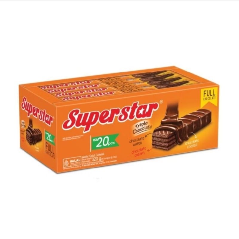 

Superstar Wafer Super Star Coklat Full Chocolate 20 Pcs