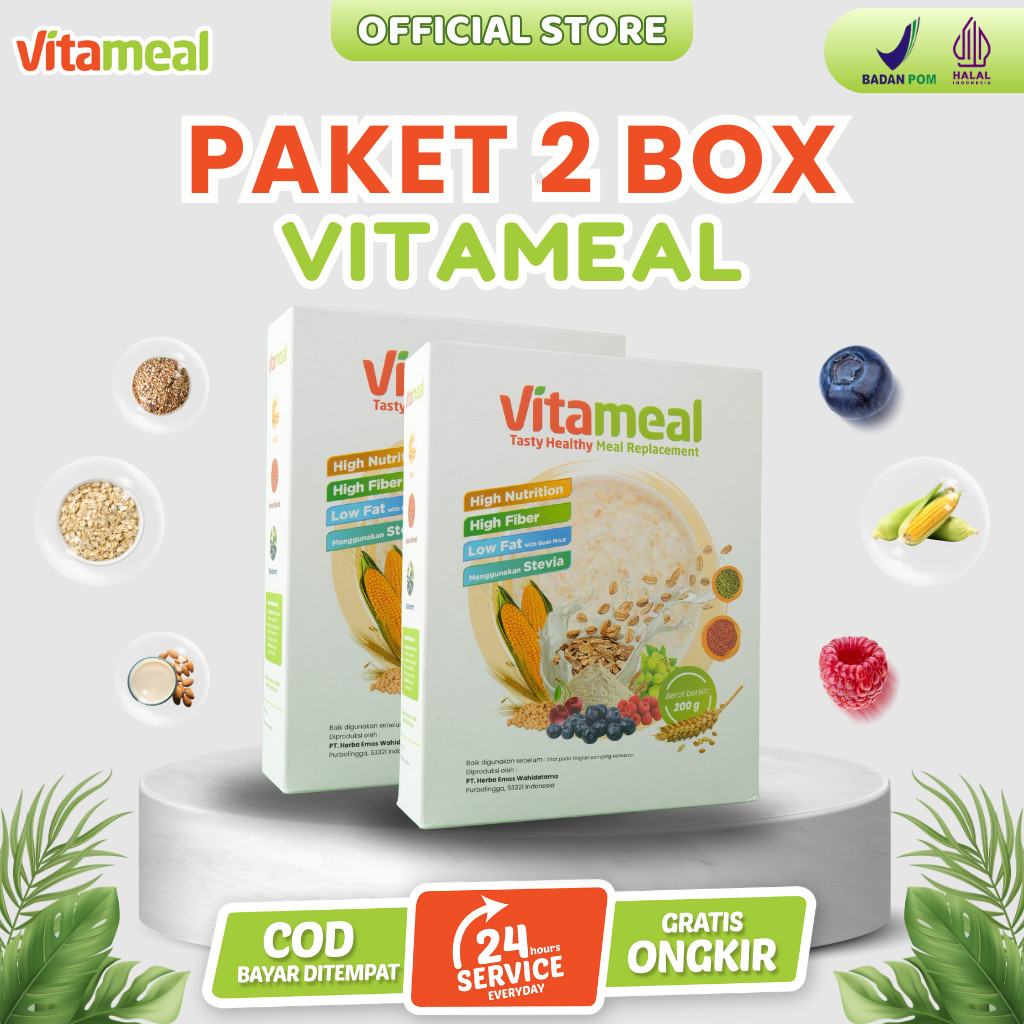 

[ GARANSI ] Vitameal Paket 2 Box Sereal Sehat Multigrain Ampuh Menurunkan Gula Darah Tinggi Mencegah Diabetes Kolesterol Asam Lambung Maag VETAMEAL GERD
