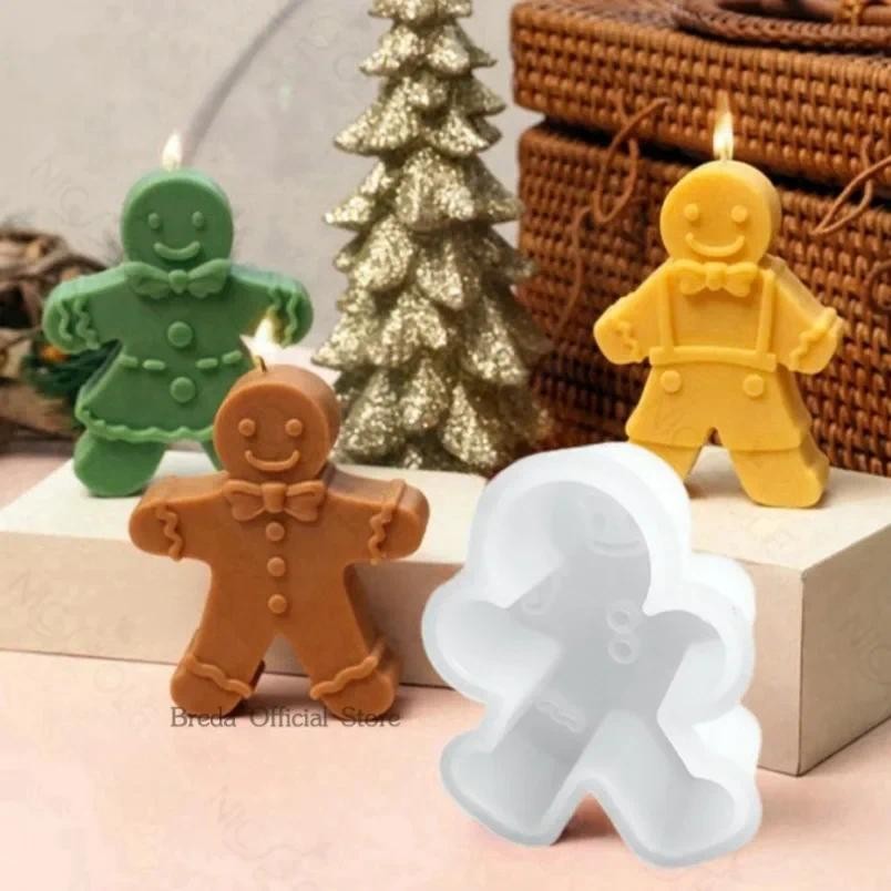 

3D Smile Gingerbread Man Silicone Candle Mold DIY Gift Making Tools Handmade Soap Gypsum Resin Crafts Molds Home Decor
