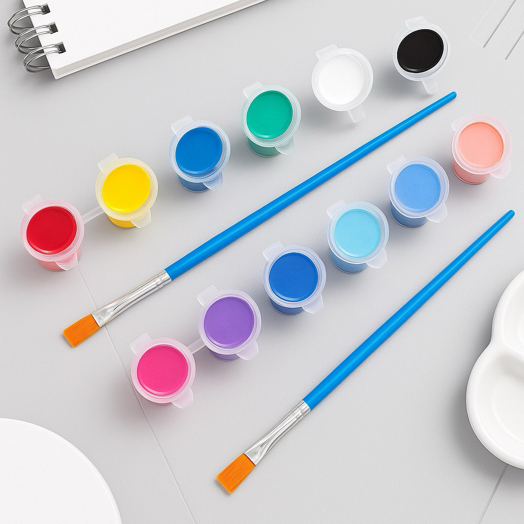 

Mainan anak COLOR PAINTING SET Cat Air Alat Lukis 6 Warna Akrilik Kanvas Mewarnai Melukis, PIKIDO