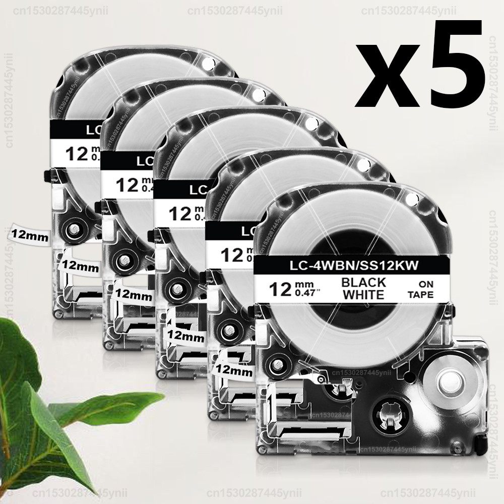 

3PK/5PK SS12KW LK-4WBN Black on White For Espon SS12KW ST12KW SC12RW SC12YW 12mm Label Tape Replace for Epson LW300 400 Labeller