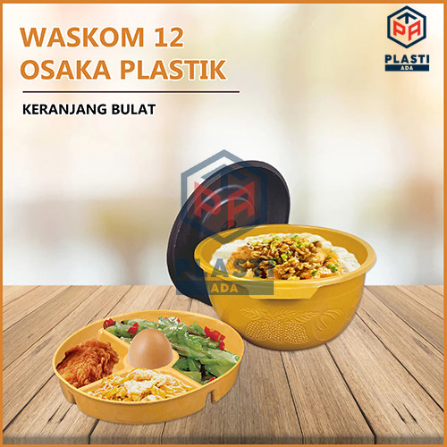 ISI 12pcs BASKOM SEKAT TUTUP Baskom Hajatan / Waskom / Wakul / Bakul Nasi Plastik