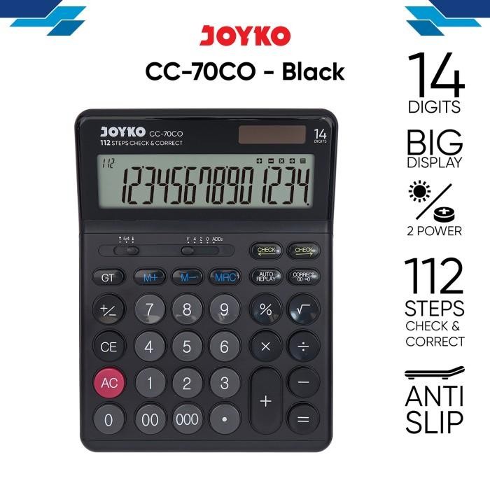 

⪩ PROMO⪨Limited Stok [kuyamol] Calculator Kalkulator Joyko CC-70CO 14 Digits Check & Correct - Black