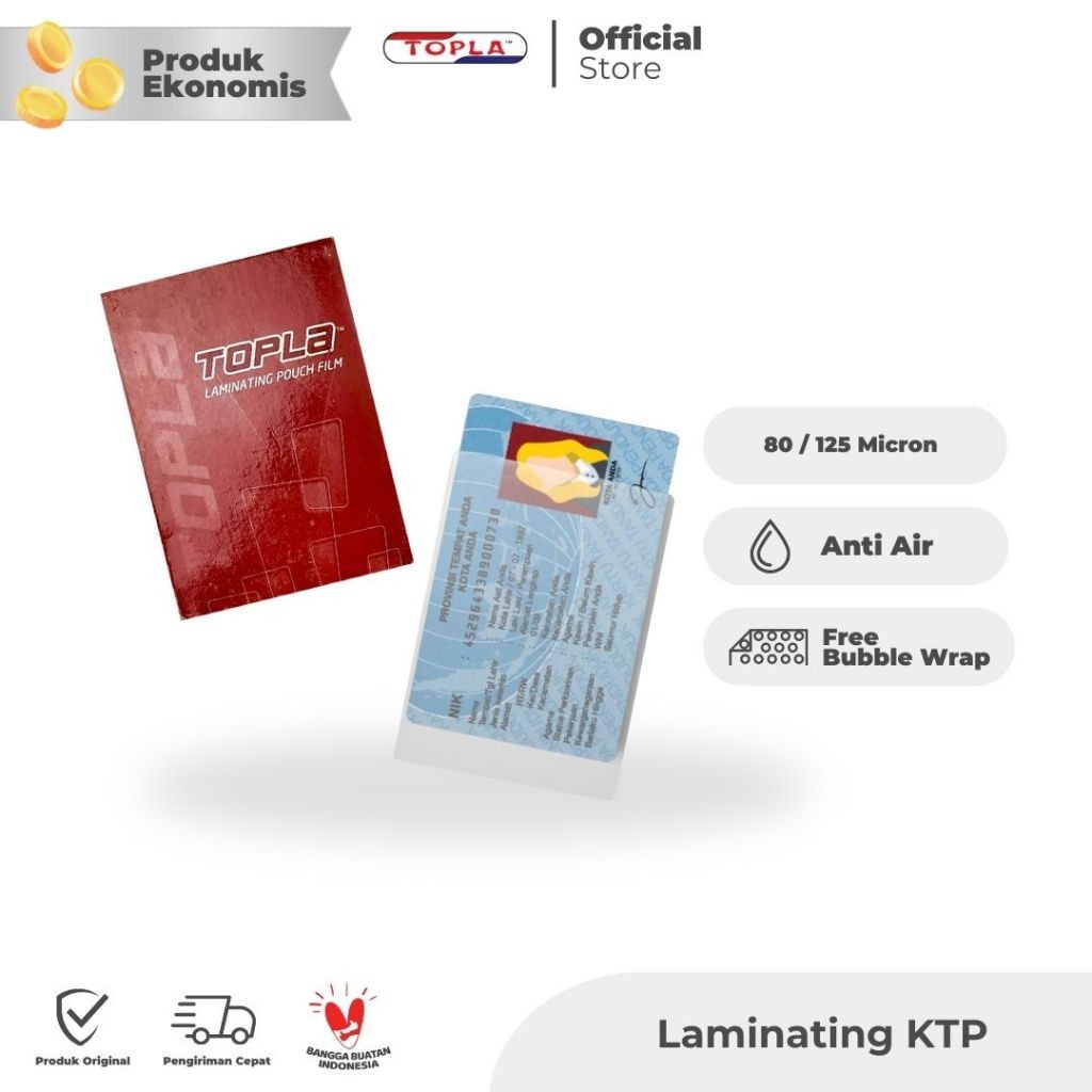 

Cover laminating kartu identitas Topla