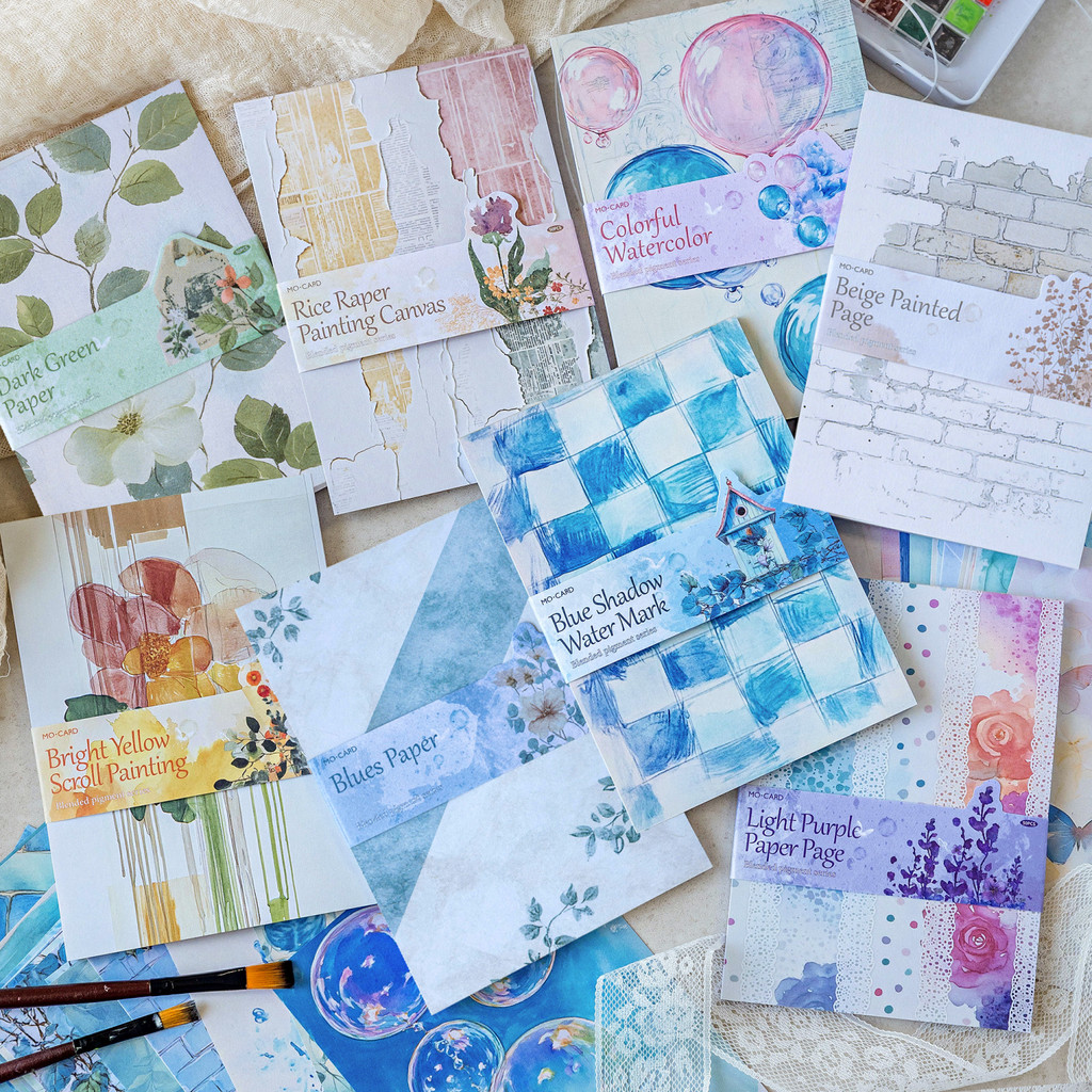 

8packs/Lot Blurred ink material series retro paper message paper white kraft paper memo pad