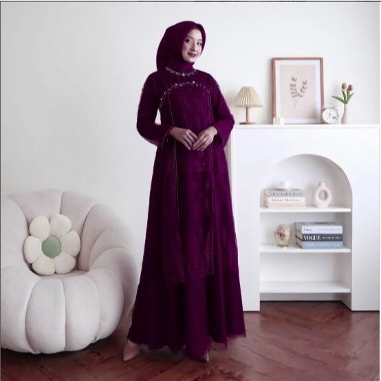 ARUNA DRESS BL - DRESS WANITA DRESS BRUKAT TILL / DRESS PESTA MODEL TERBARU - FA43